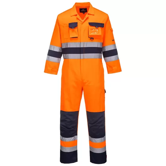 Combinezon de protectie reflectorizant, HiVis, tercot 245g/m2 [TX55] Portocaliu si bleumarin