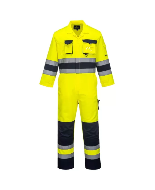 Combinezon de protectie reflectorizant, HiVis, tercot 245g/m2 [TX55] Galben si bleumarin