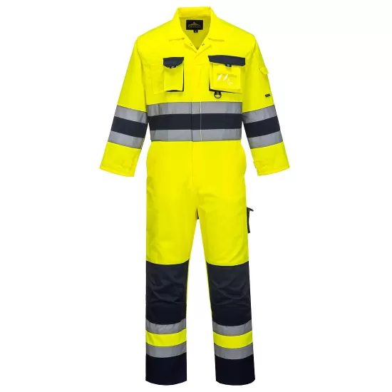 Combinezon de protectie reflectorizant, HiVis, tercot 245g/m2 [TX55] Galben si bleumarin