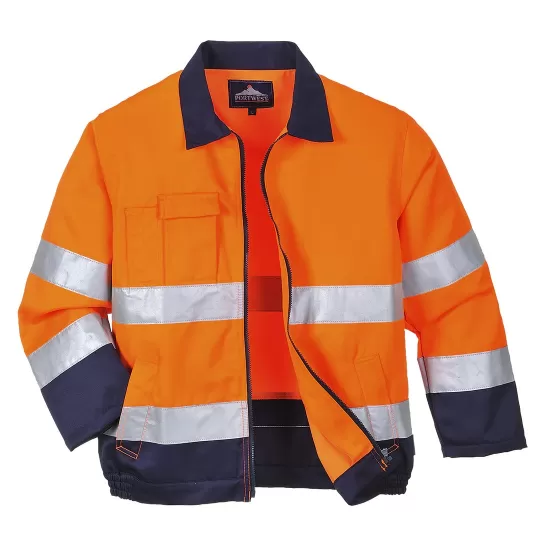 Jacheta HiVis premium tercot 245g/m2, portocaliu bleumarin Jacheta HiVis premium tercot 245g/m2, portocaliu bleumarin