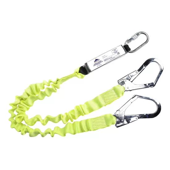 Funie de protectie elastica, amortizor, doua carlige de schela, carabiniera [FP52] Galben