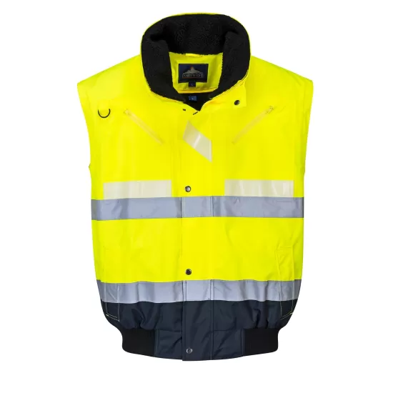 Jacheta de protectie reflectorizanta vatuita, 3 in 1, fosforescenta [G465] Galben si bleumarin