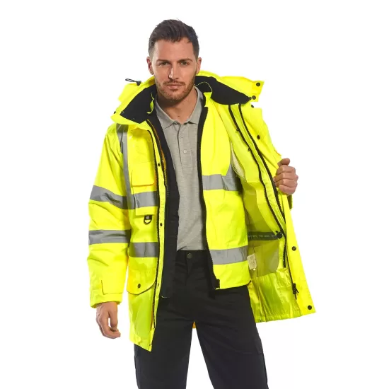 Jacheta vatuita reflectorizanta, 7 in 1, inalta vizibilitate, galbena, Galben Jacheta vatuita reflectorizanta, 7 in 1, inalta vizibilitate, galbena, Galben