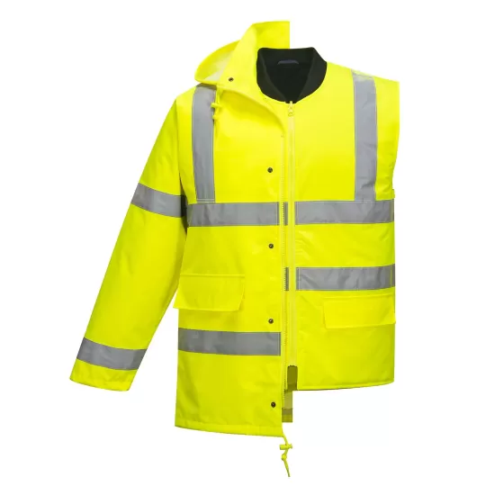 Jacheta vatuita reflectorizanta, 5 in 1, inalta vizibilitate, Galben Jacheta vatuita reflectorizanta, 5 in 1, inalta vizibilitate, Galben