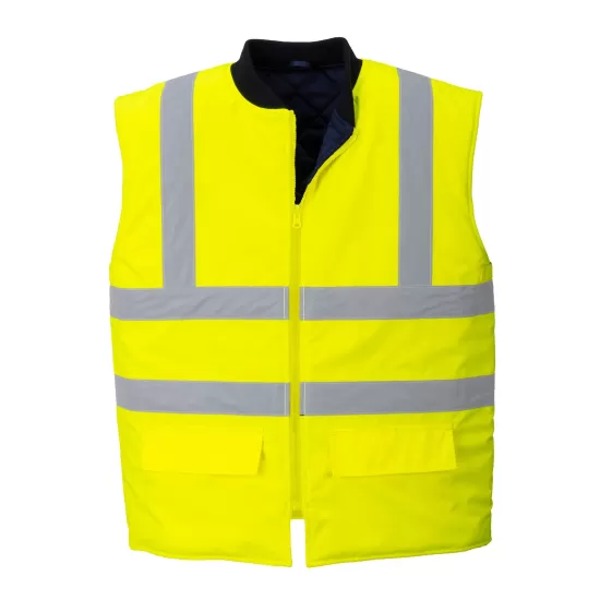 Jacheta vatuita reflectorizanta, 4 in 1, inalta vizibilitate, impermeabila, Galben si bleumarin Jacheta vatuita reflectorizanta, 4 in 1, inalta vizibilitate, impermeabila, Galben si bleumarin