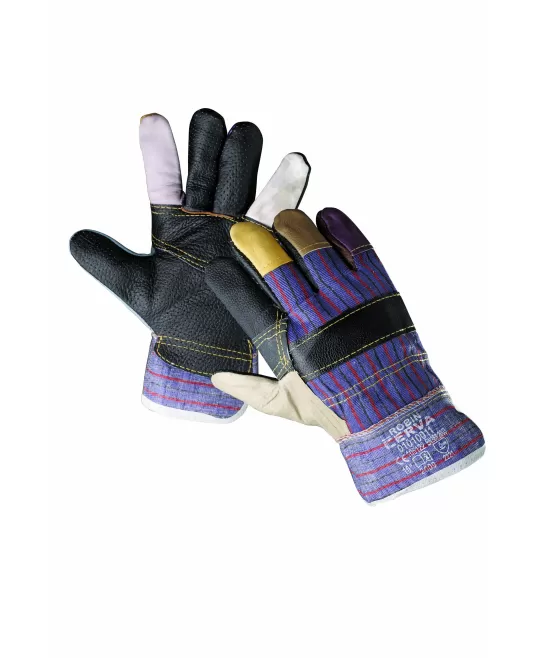 Manusi de protectie mecanica, piele bovina si bumbac, ROBIN Negru