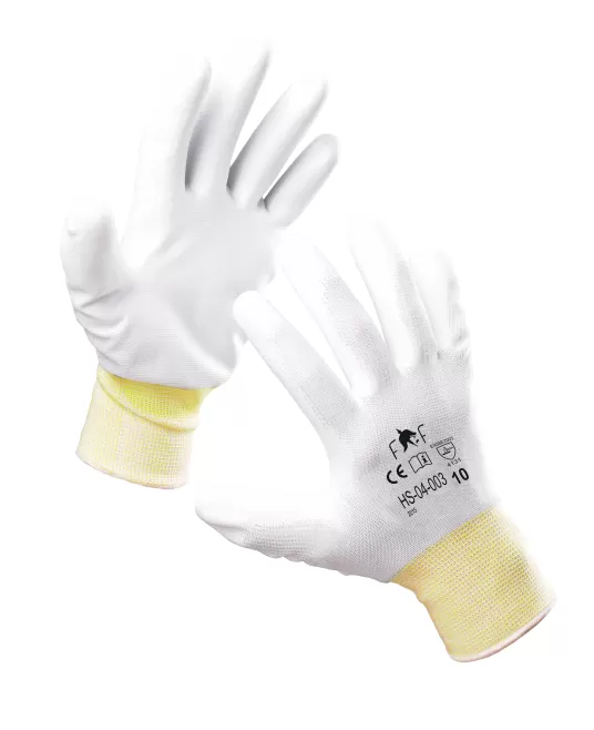 Manusi de precizie imersate in poliuretan, alb