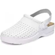 Saboti albi medicali cu bareta, piele integrala, talpa ergonomica, pentru barbati Saboti albi medicali cu bareta, piele integrala, talpa ergonomica, pentru barbati