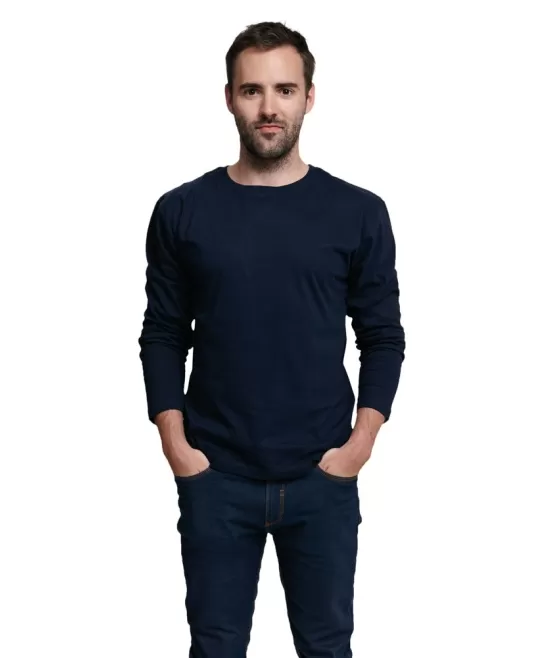 Tricou cu maneca lunga, bumbac, bleumarin