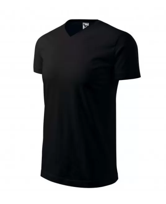 Heavy V-neck tricou maneca scurta unisex, Negru