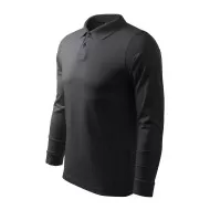 Tricou polo maneca lunga barbati, bumbac,180g/m2 Malfini Single J. LS 211, Ebony Grey