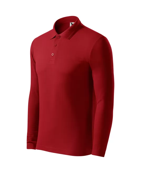 Tricou polo maneca lunga barbati, 200g/m2, Malfini LS 221, Rosu Tricou polo maneca lunga barbati, 200g/m2, Malfini LS 221, Rosu