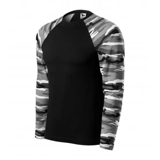 Tricou cu maneca lunga unisex Camuflaj Gri Negru Tricou cu maneca lunga unisex Camuflaj Gri Negru