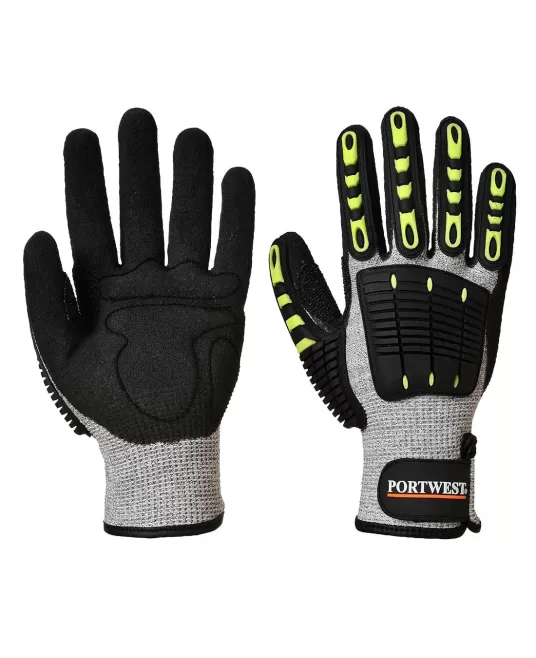 Manusi  protectie impact si antitaiere [A722] Gri si negru