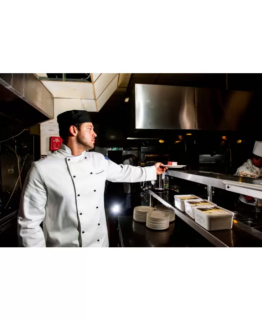 Boneta bucatari ajustabila cu scai, alb