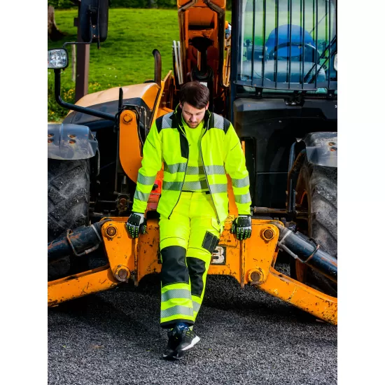 Jacheta premium softshell HiVis reflectorizant PW3, Galben negru Jacheta premium softshell HiVis reflectorizant PW3, Galben negru