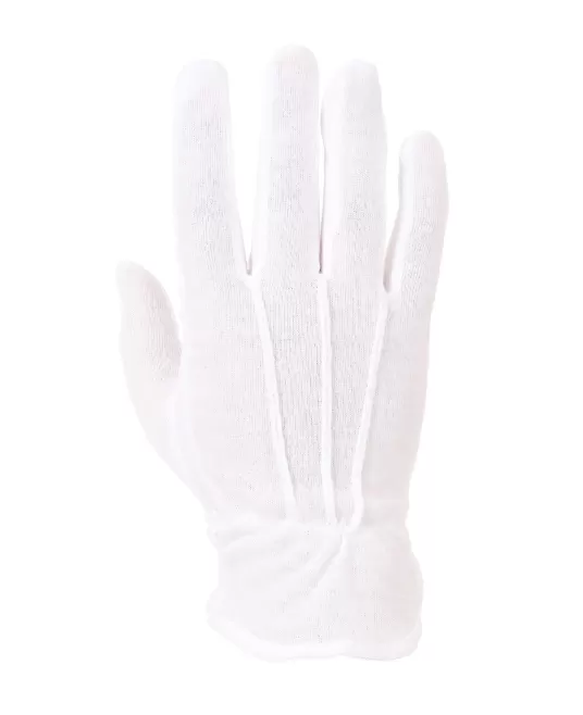 Manusi din bumbac cu picouri PVC, albe cu manseta colorata