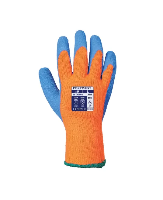 Manusi de protectie termica frig, impregnare latex in palma  Portocaliu si albastru Manusi de protectie termica frig, impregnare latex in palma  Portocaliu si albastru