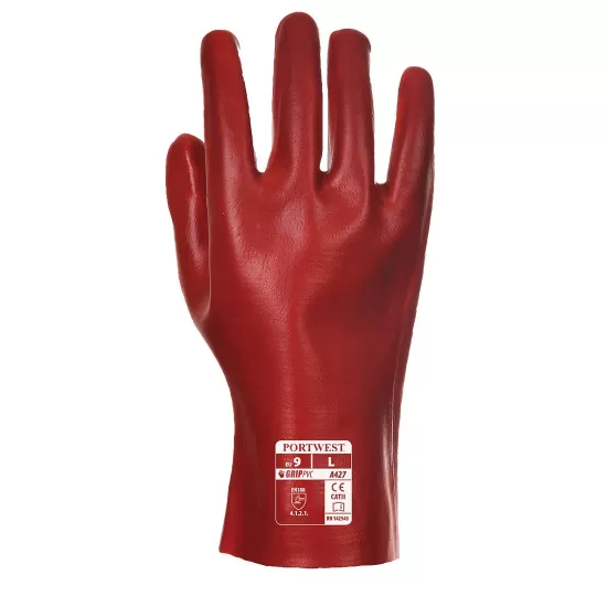 Manusi PVC impermeabile, manipulare uleiuri, lungime 27 cm, rosii Manusi PVC impermeabile, manipulare uleiuri, lungime 27 cm, rosii