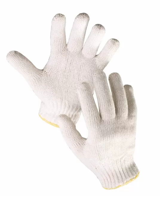 Manusi de lucru tricotate, fara cusaturi, AUK Alb