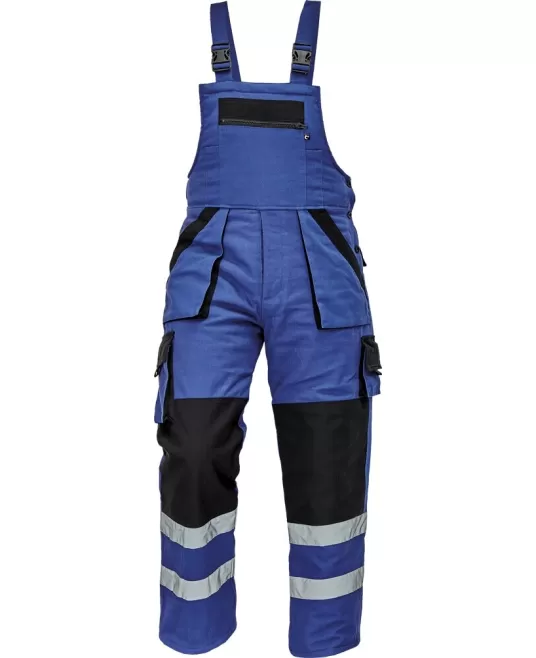 Salopeta cu pieptar vatuita, dungi reflectorizante, albastru