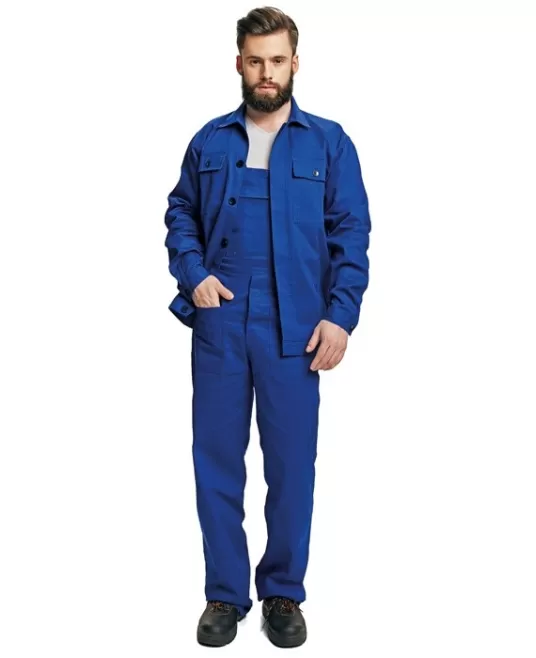 Costum de lucru (salopeta cu pieptar + jacheta), bumbac 240g/m2 Albastru Costum de lucru (salopeta cu pieptar + jacheta), bumbac 240g/m2 Albastru