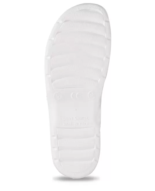 Saboti albi medicali cu bareta, piele integrala, talpa ergonomica, pentru femei Saboti albi medicali cu bareta, piele integrala, talpa ergonomica, pentru femei