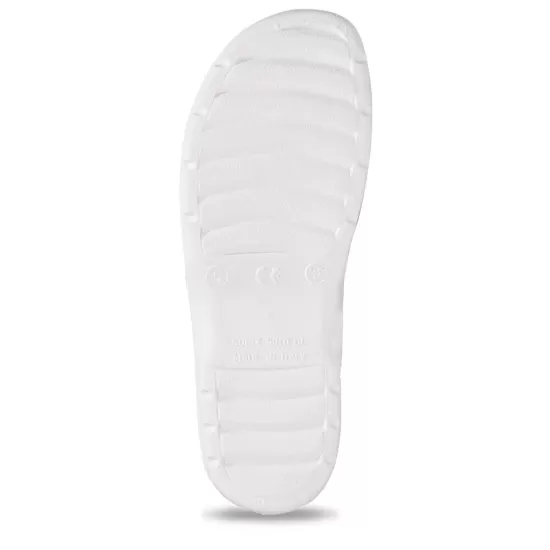 Saboti albi medicali cu bareta, piele integrala, talpa ergonomica, pentru femei Saboti albi medicali cu bareta, piele integrala, talpa ergonomica, pentru femei