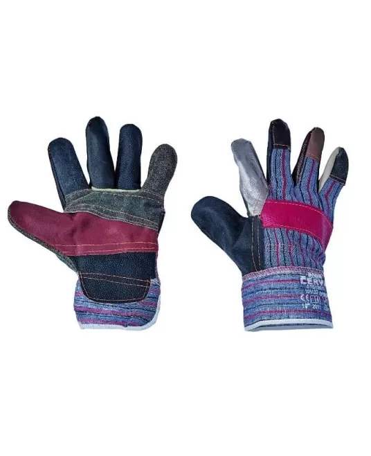 Manusi de protectie mecanica, piele bovina si bumbac, ROBIN Negru