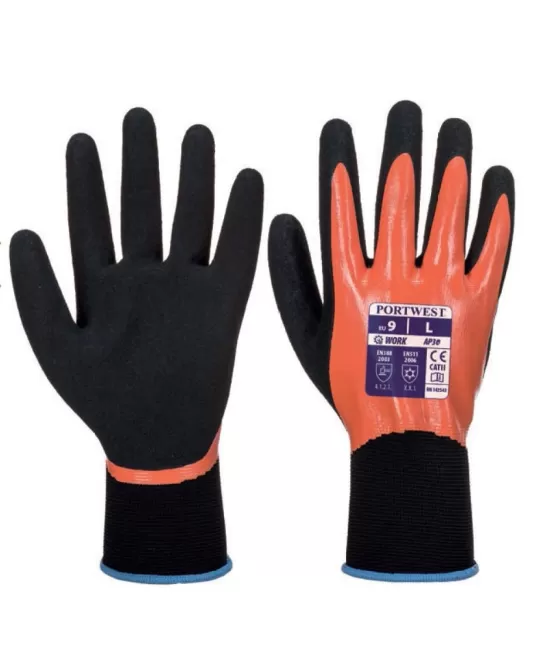 Manusi impermeabile, imersate complet in nitril [AP30] Portocaliu si negru