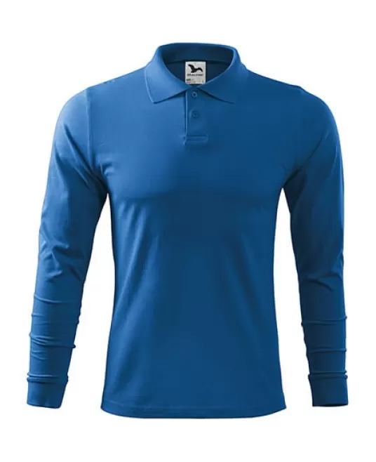 Tricou polo maneca lunga barbati, bumbac,180g/m2 Malfini Single J. LS211, Albastru azuriu Tricou polo maneca lunga barbati, bumbac,180g/m2 Malfini Single J. LS211, Albastru azuriu