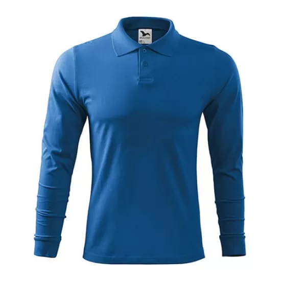 Tricou polo maneca lunga barbati, bumbac,180g/m2 Malfini Single J. LS211, Albastru azuriu Tricou polo maneca lunga barbati, bumbac,180g/m2 Malfini Single J. LS211, Albastru azuriu