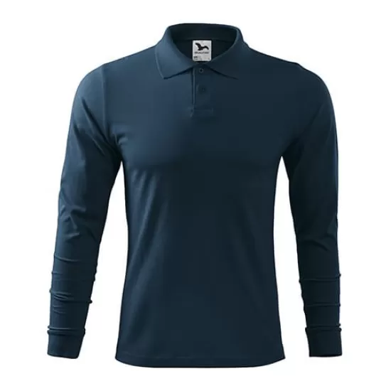 Tricou polo maneca lunga barbati, bumbac,180g/m2 Malfini Single J. LS 211, Bleumarin Tricou polo maneca lunga barbati, bumbac,180g/m2 Malfini Single J. LS 211, Bleumarin