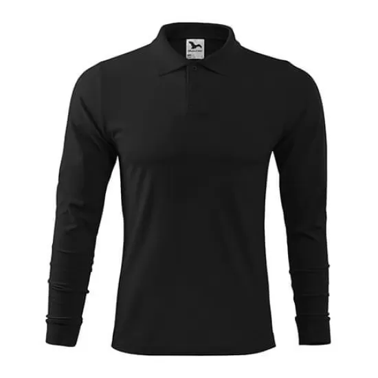 Tricou polo maneca lunga barbati, bumbac,180g/m2 Malfini Single J. LS 211, Negru Tricou polo maneca lunga barbati, bumbac,180g/m2 Malfini Single J. LS 211, Negru