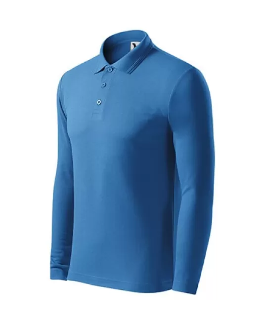 Tricou polo maneca lunga barbati, 200g/m2, Malfini LS 221, Albastru azuriu Tricou polo maneca lunga barbati, 200g/m2, Malfini LS 221, Albastru azuriu
