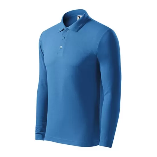 Tricou polo maneca lunga barbati, 200g/m2, Malfini LS 221, Albastru azuriu Tricou polo maneca lunga barbati, 200g/m2, Malfini LS 221, Albastru azuriu