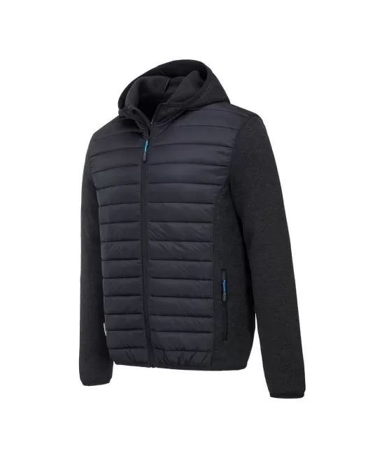 Jacheta vatuita sport, maneci si gluga tricotate Gri inchis