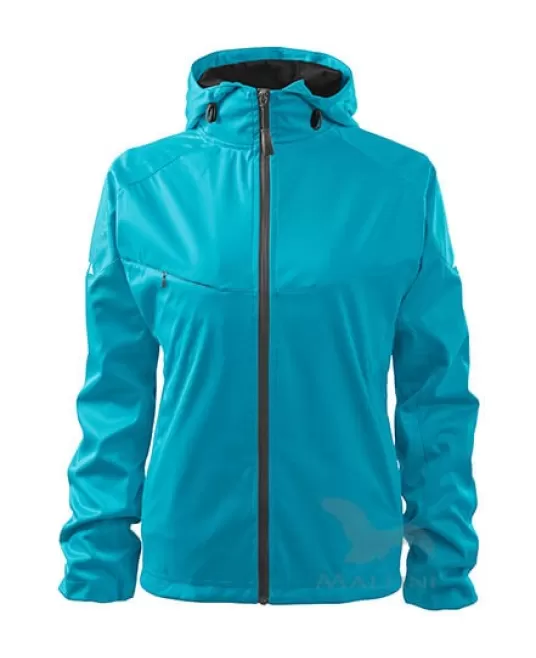 Jacheta softshell pentru femei, gluga, 3 straturi Turcoaz