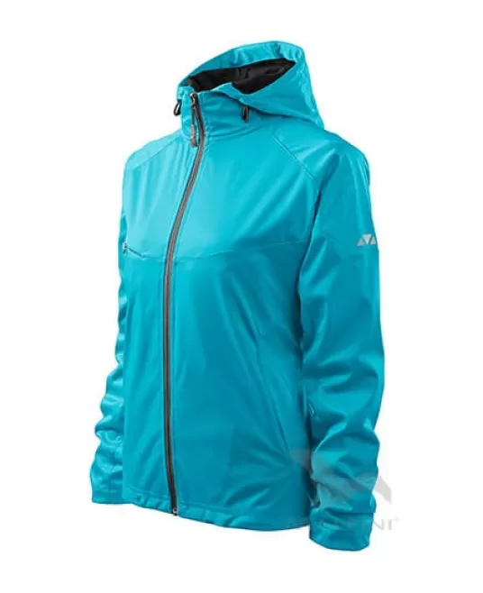 Jacheta softshell pentru femei, gluga, 3 straturi Turcoaz
