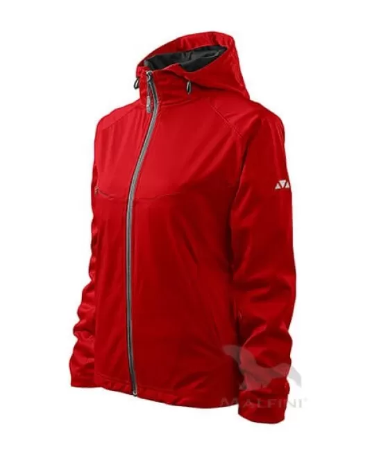 Jacheta softshell pentru femei, gluga, 3 straturi Rosu