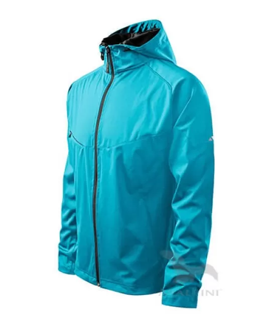 Jacheta softshell pentru barbati, gluga, 3 straturi Turcoaz Jacheta softshell pentru barbati, gluga, 3 straturi Turcoaz