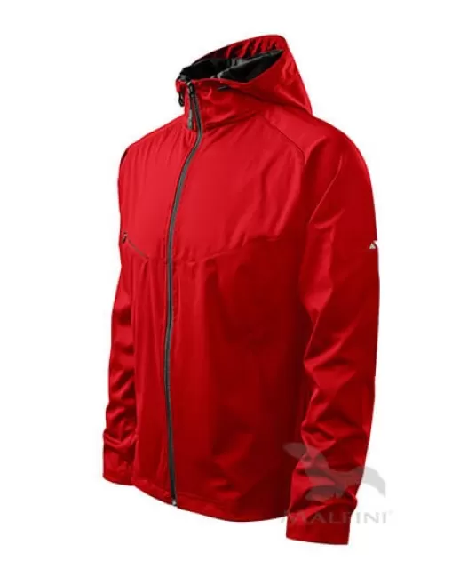 Jacheta softshell pentru barbati, gluga, 3 straturi Rosu