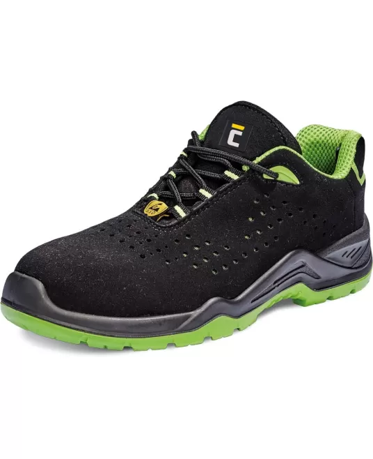 Pantofi de protectie ESD foarte comozi S1P Negru cu verde Pantofi de protectie ESD foarte comozi S1P Negru cu verde