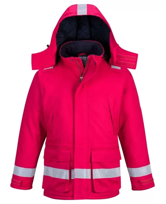 Jacheta de protectie ignifuga vatuita, inalta vizibilitate, antistatica [FR59] Rosu