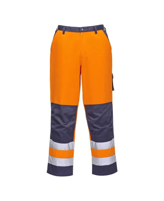 Pantaloni de protectie reflectorizanti, inalta vizibilitate, tercot 245g/m2 [TX51] Portocaliu si bleumarin