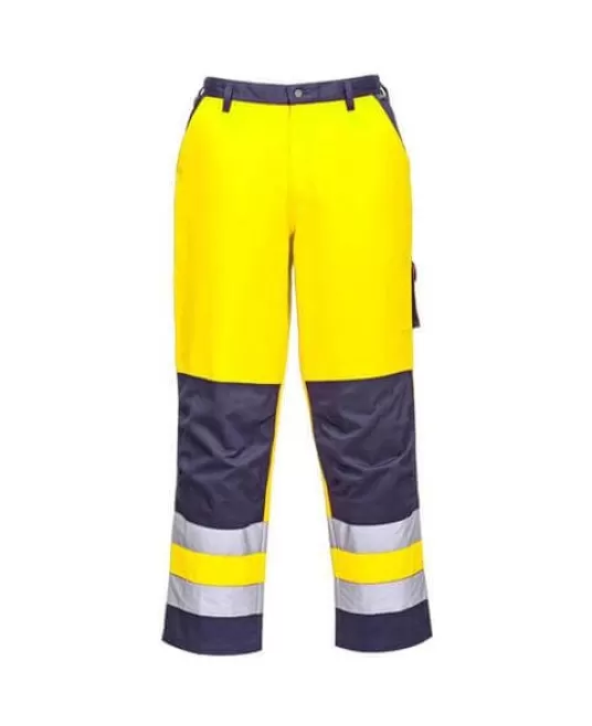 Pantaloni de protectie reflectorizanti, inalta vizibilitate, tercot 245g/m2 [TX51] Galben si Bleumarin