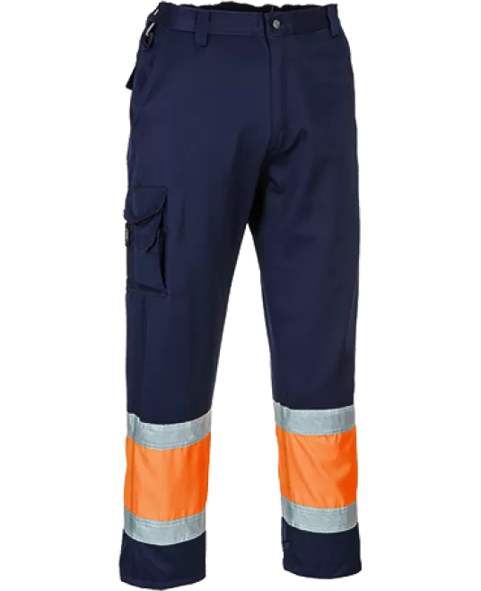 Pantaloni reflectorizanti Hi-Vis Two Tone Combat [E049] Portocaliu si bleumarin