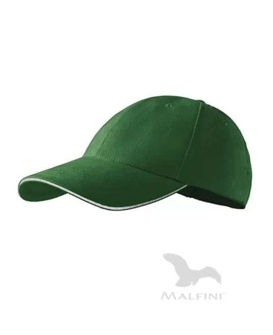 Sapca Sandwich 6P 306 Malfini, bumbac 340g/m2, Verde sticla dunga alba Sapca Sandwich 6P 306 Malfini, bumbac 340g/m2, Verde sticla dunga alba