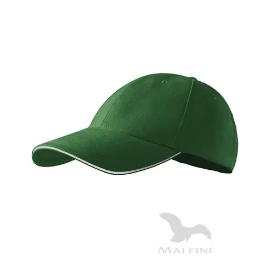 Sapca Sandwich 6P 306 Malfini, bumbac 340g/m2, Verde sticla dunga alba Sapca Sandwich 6P 306 Malfini, bumbac 340g/m2, Verde sticla dunga alba