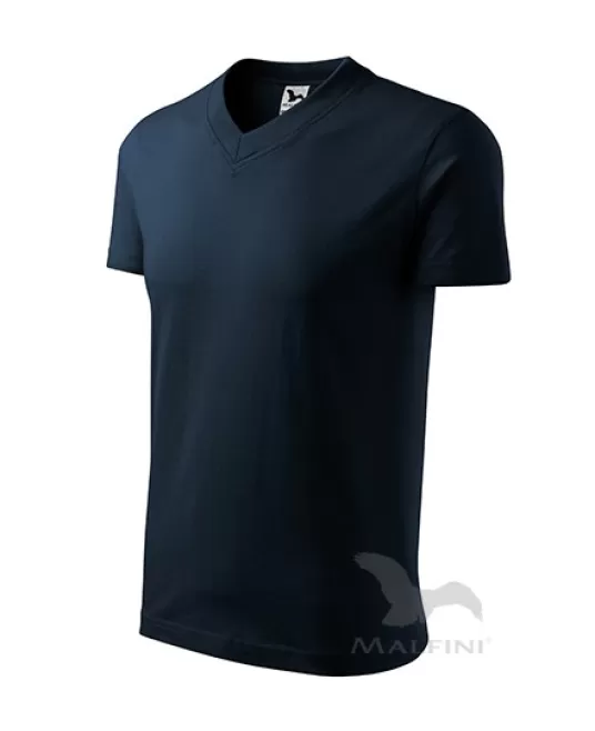 Tricou barbati V-neck 102 Malfini, bumbac 160g/m2 Bleumarin